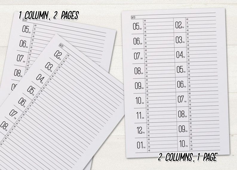 15 minute increment schedule large size number sheet