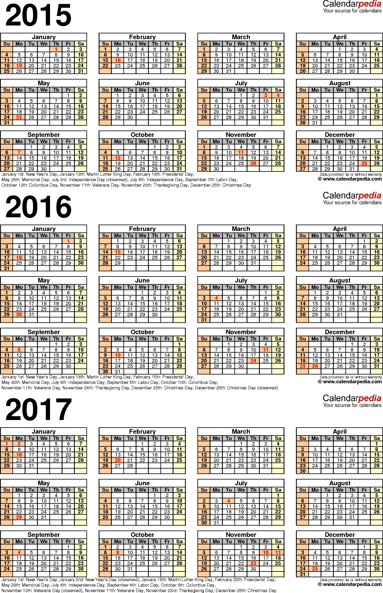 2015 2017 three year calendar free printable pdf templates