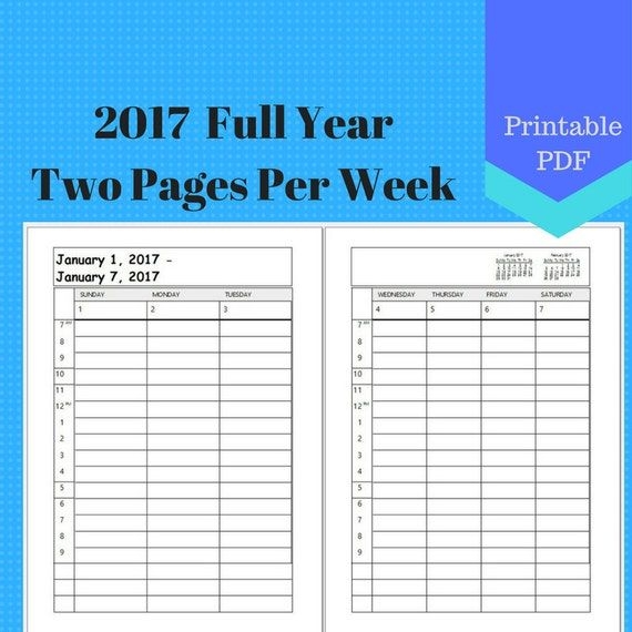 2017 A5 Full Year Weekly Vertical 2 Page Per Week Weekly