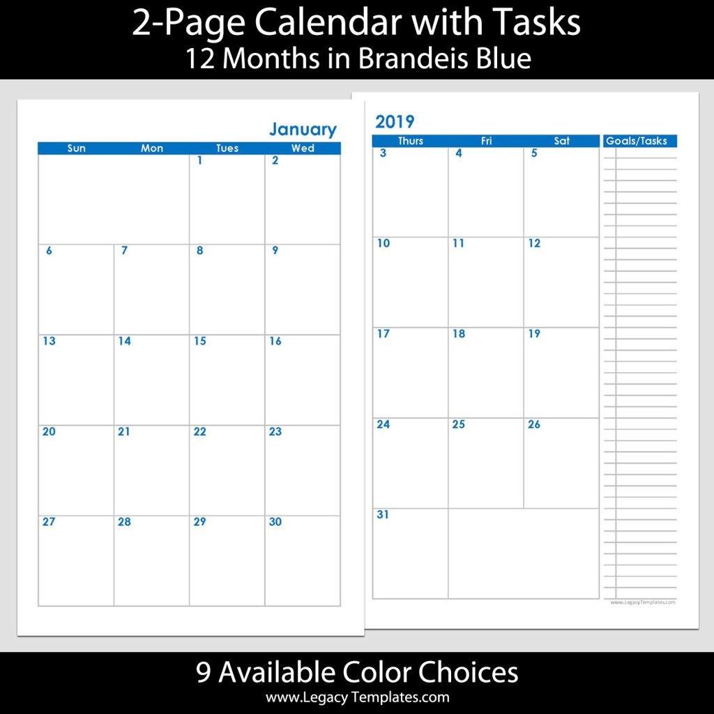 2019 12 months 2 page calendar 5 5 x 8 5 | legacy templates