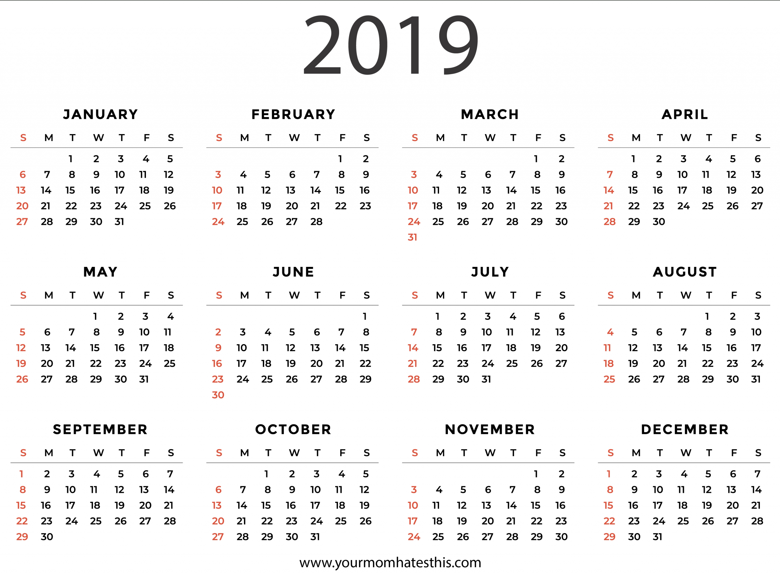 2019 calendars simple &amp; quality templates