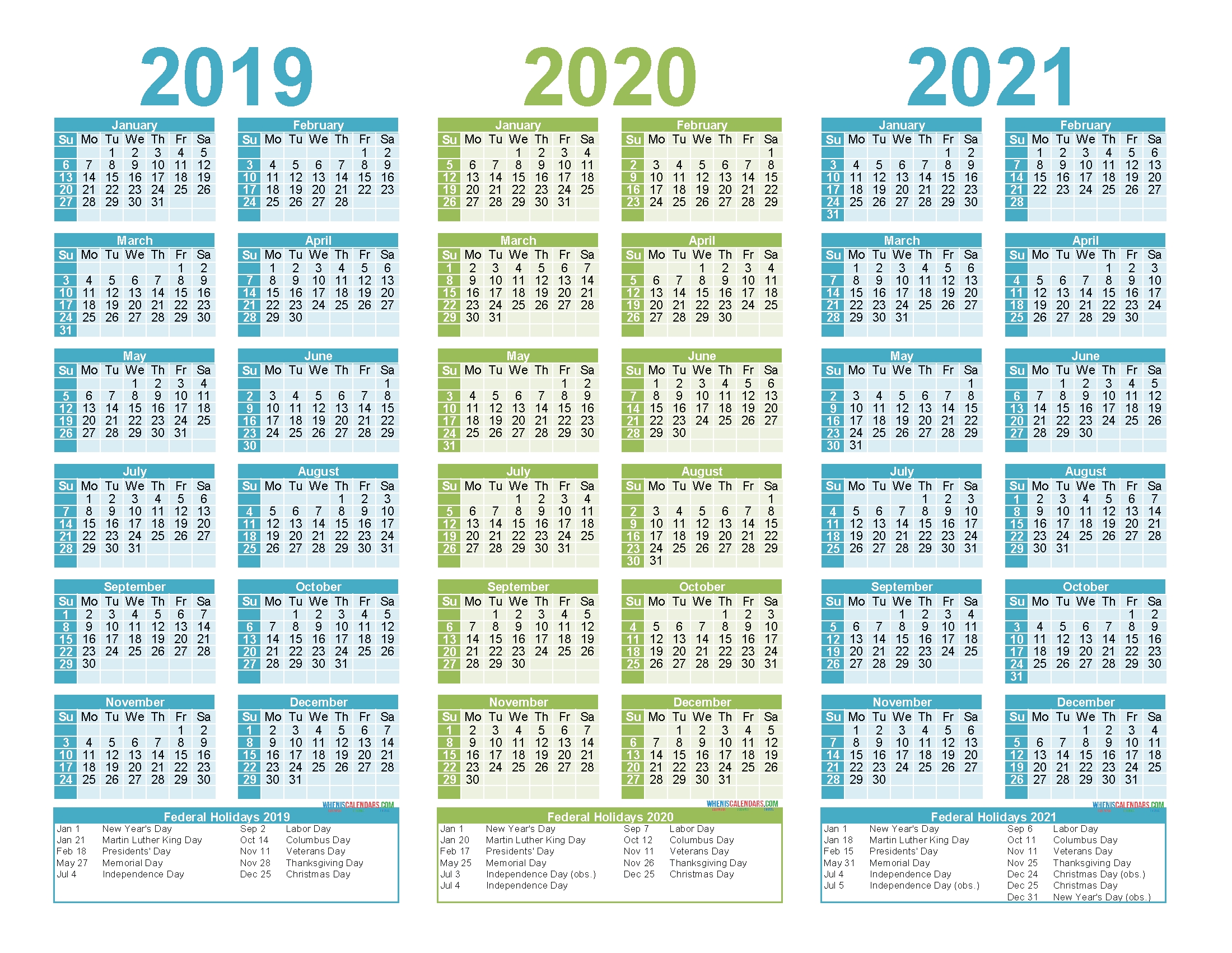 2019 To 2021 3 Year Calendar Printable Free Pdf, Word, Image