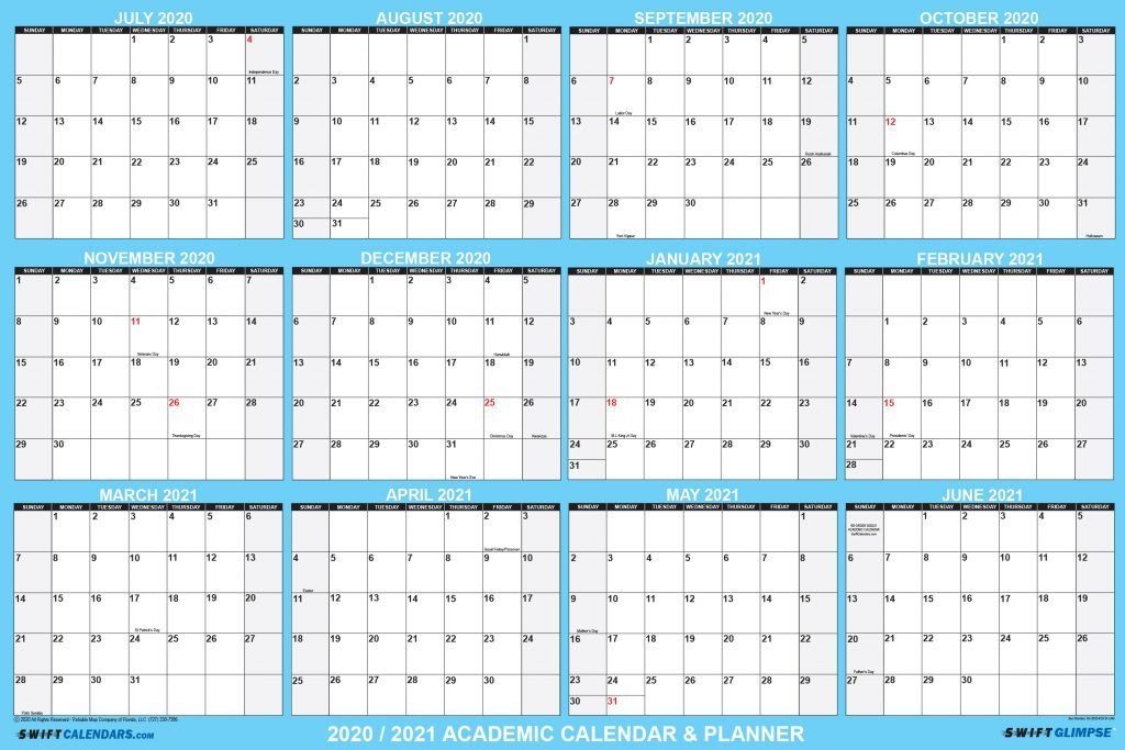 2020 2021 academic planning calendar 48&quot; x 72