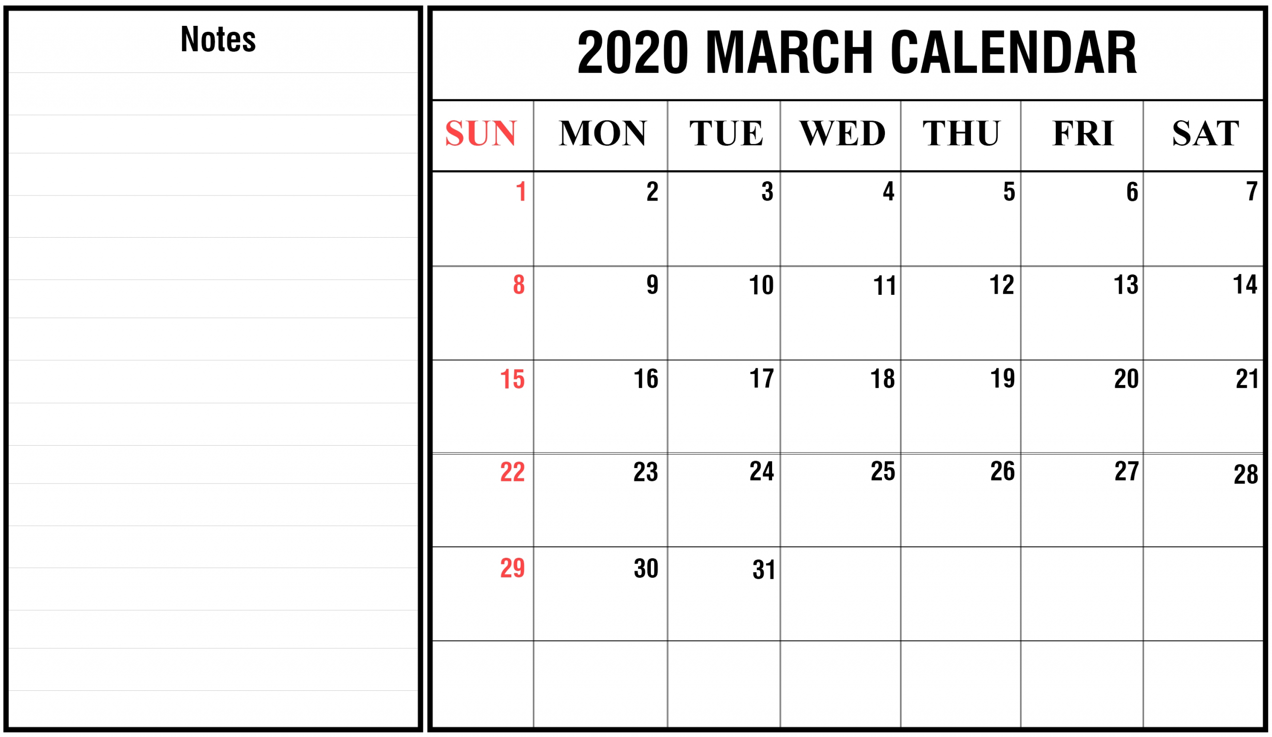 2020 Calendar You Can Edit | Calendar Template Printable