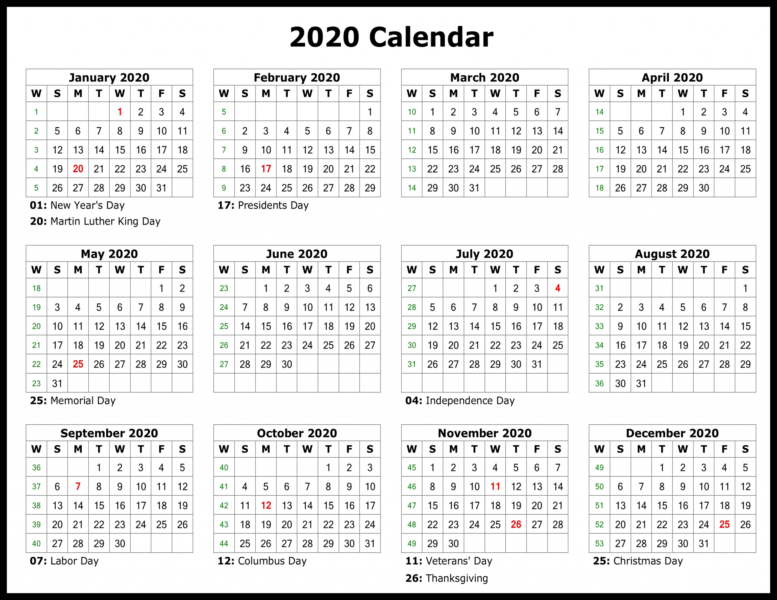 2020 calendar you can edit | month calendar printable