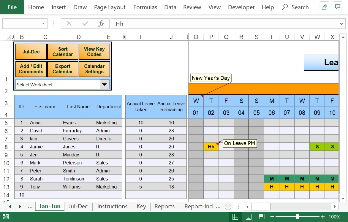 2020 employee vacation planner template | example calendar