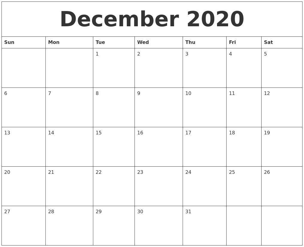 2020 free monthly printable calendar monday thru friday