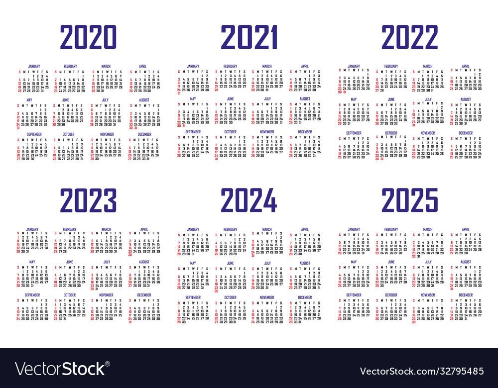 2021 2022 2023 2024 Calendar / Set Of Calendar For 5 Year