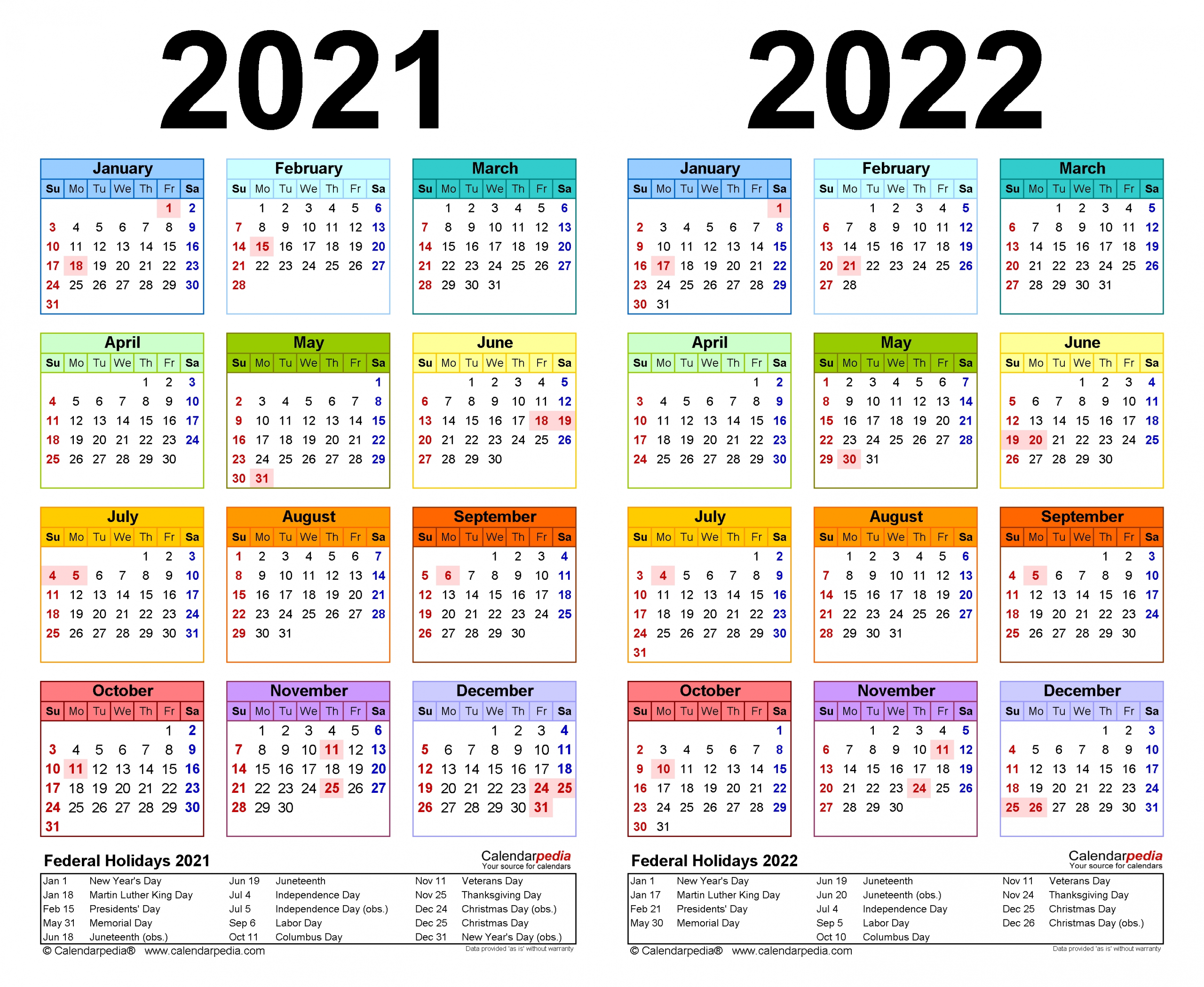 2021 2022 two year calendar free printable word templates