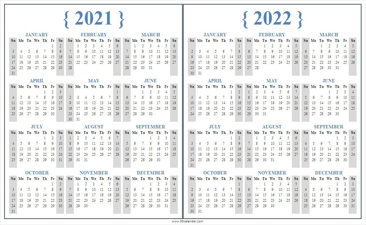 2021 Calendar 2022 Printable Word Free Calendar Template