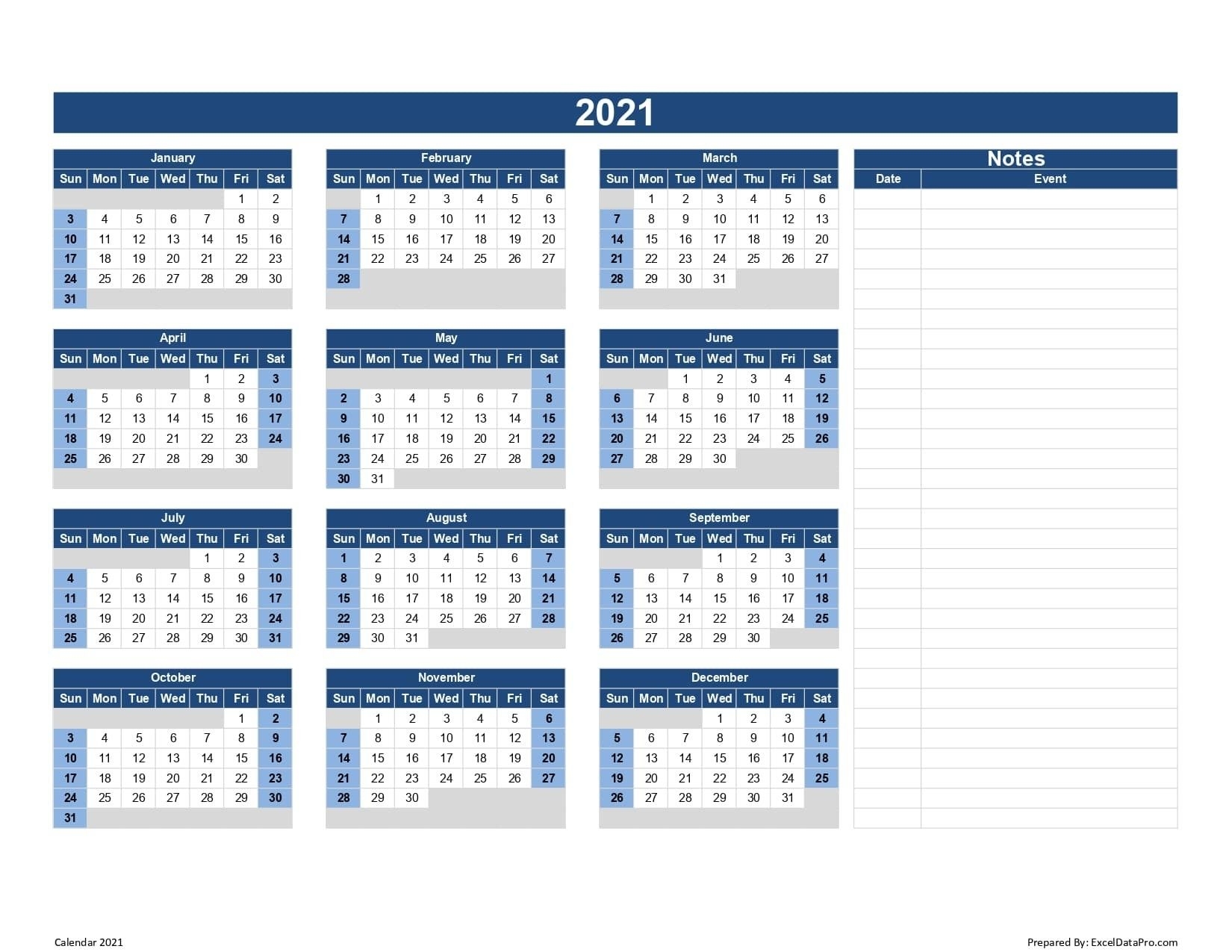 2021 Calendar Fill In | Calendar Template Printable