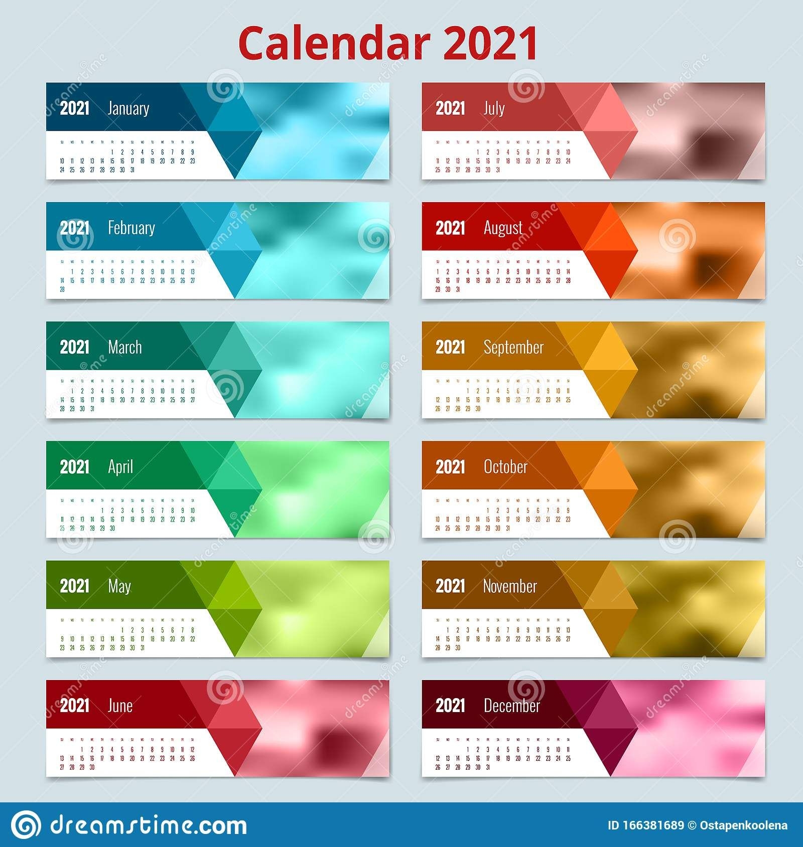 2021 Calendar, Print Template With Place For Photo, Your