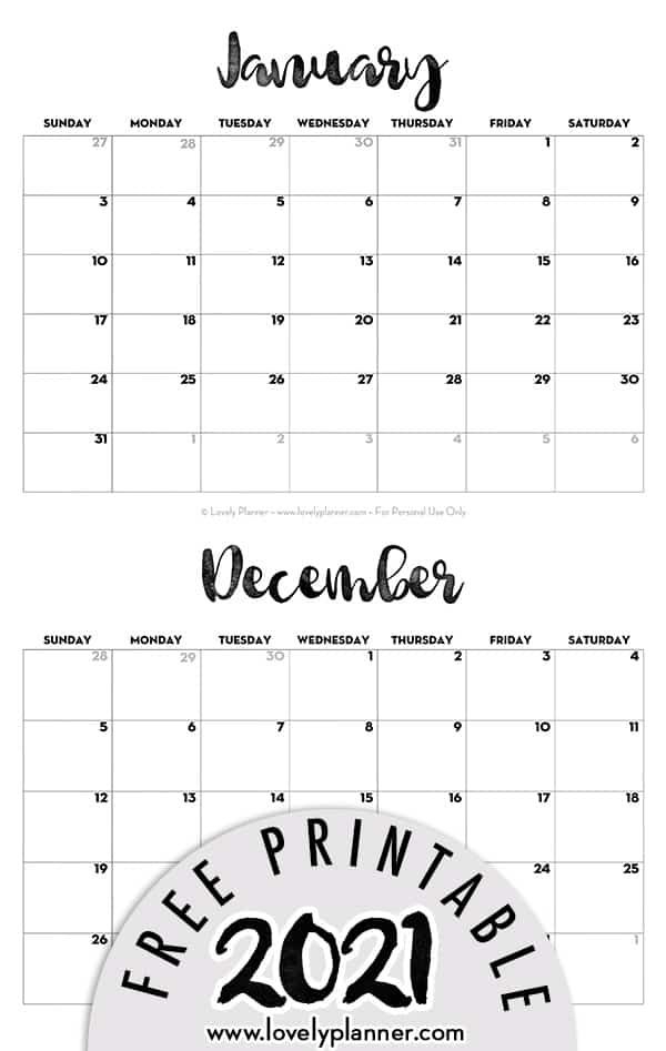 2021 calendar printable free template lovely planner