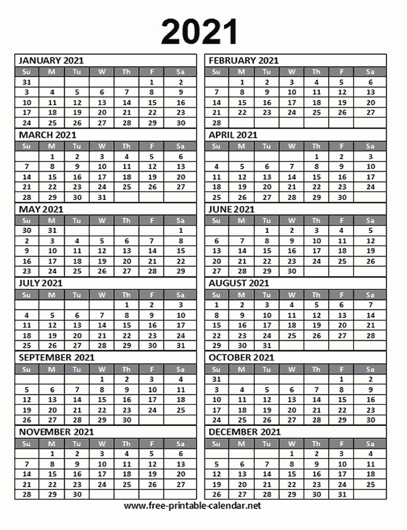 2021 Calendar Template Download Printable Templates