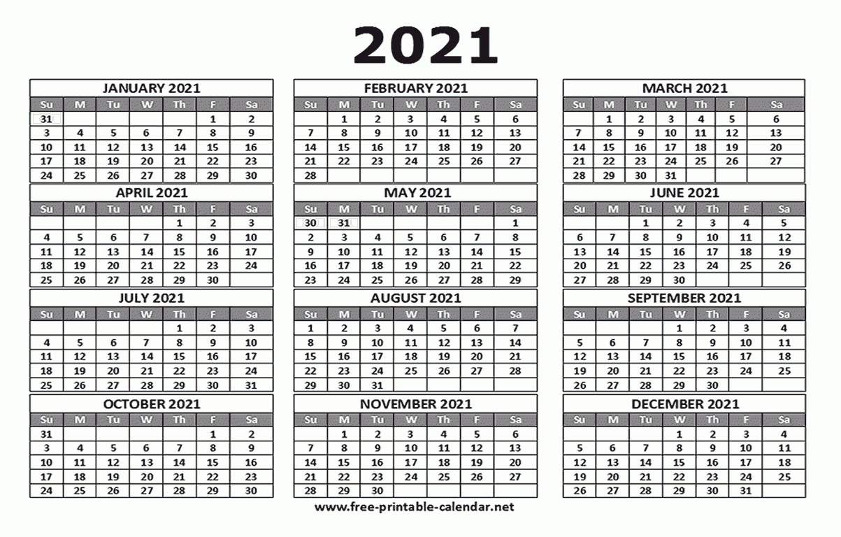 2021 calendar template download printable templates