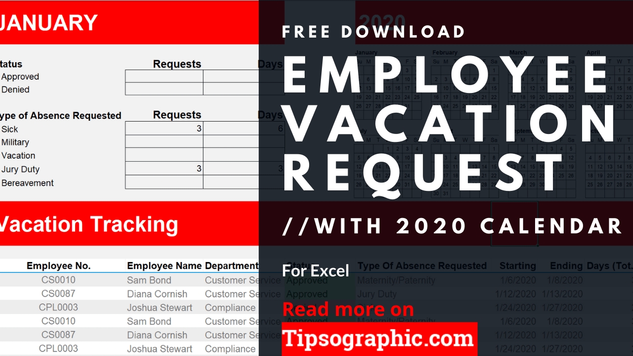 2021 employee vacation tracker template | example calendar