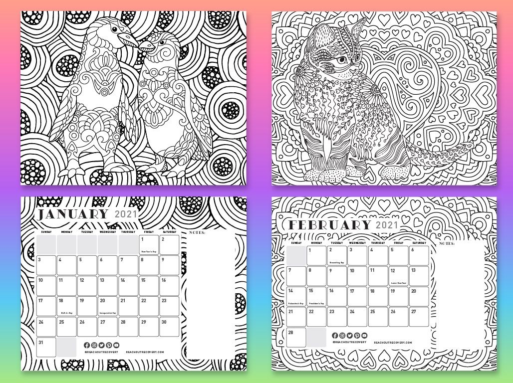 2021 Find Your True Colors Coloring Downloadable Calendar
