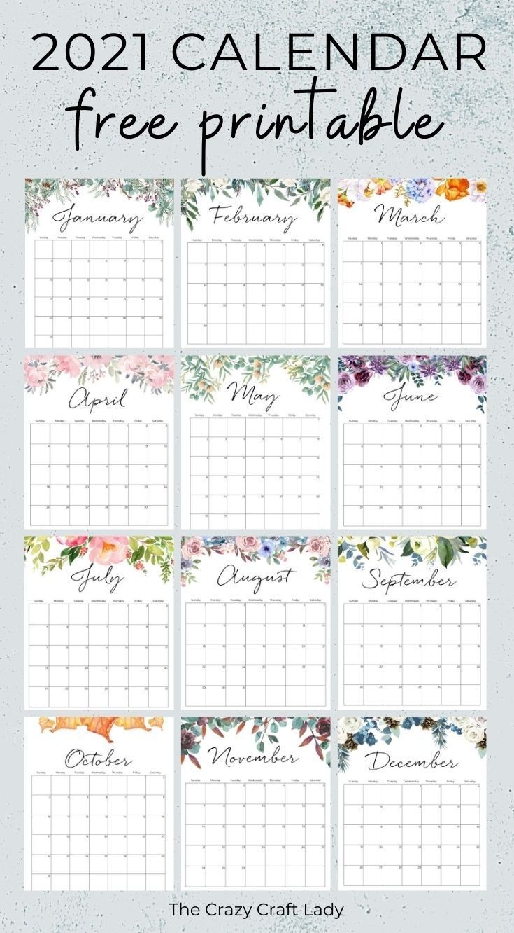 2021 free printable floral wall calendar in 2020 | monthly