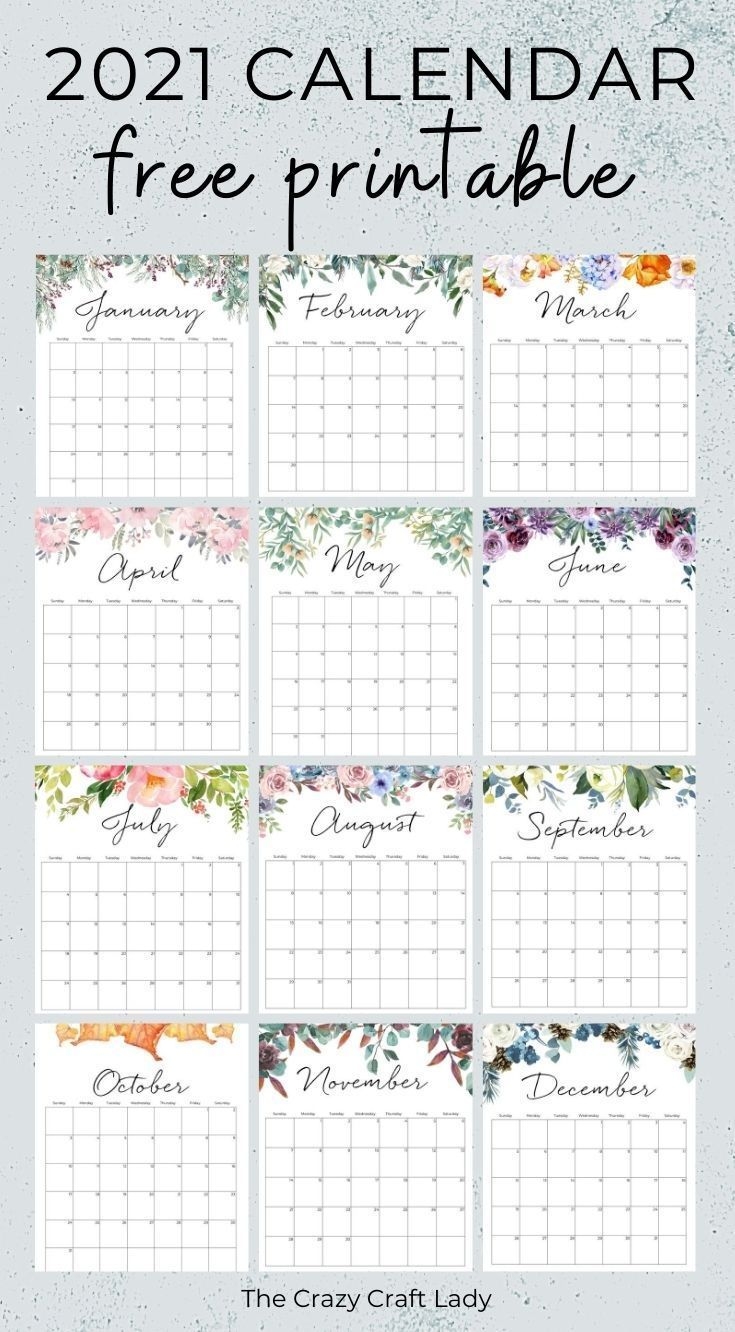 2021 free printable floral wall calendar | monthly
