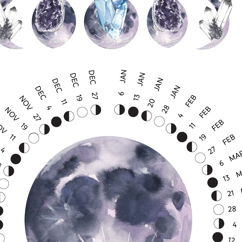 2021 Moon Phases Calendar Print 2021 Calendar Poster Usa