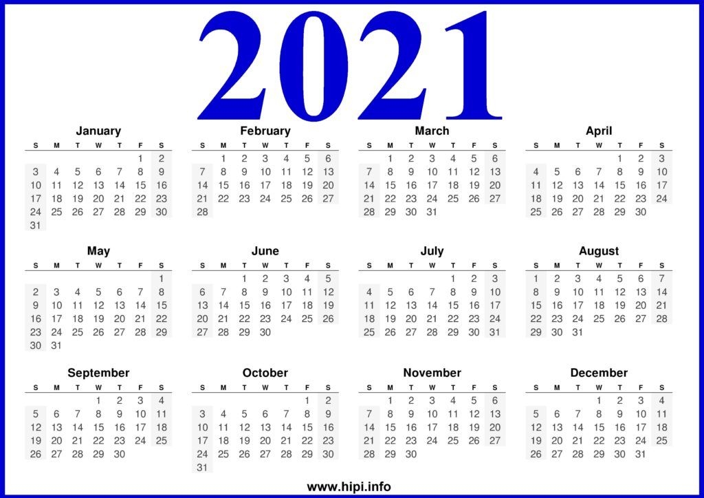 2021 Printable Calendar Free Free Download Hipi
