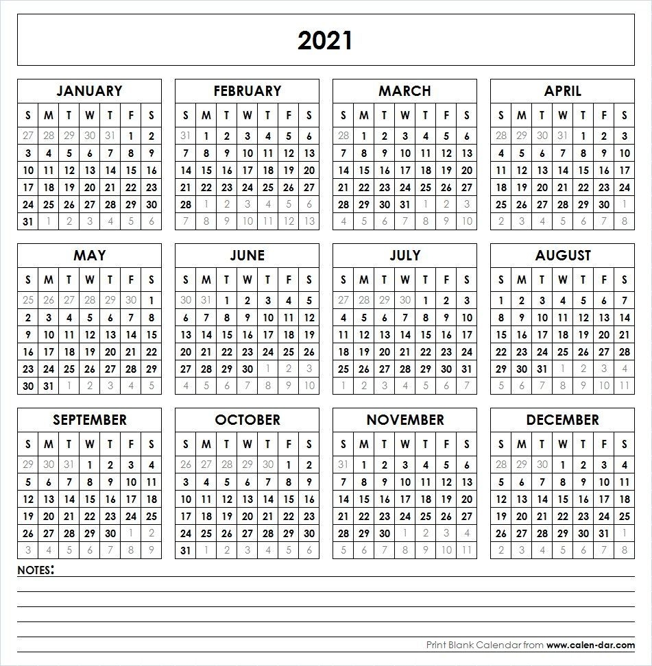 2021 printable calendar one page