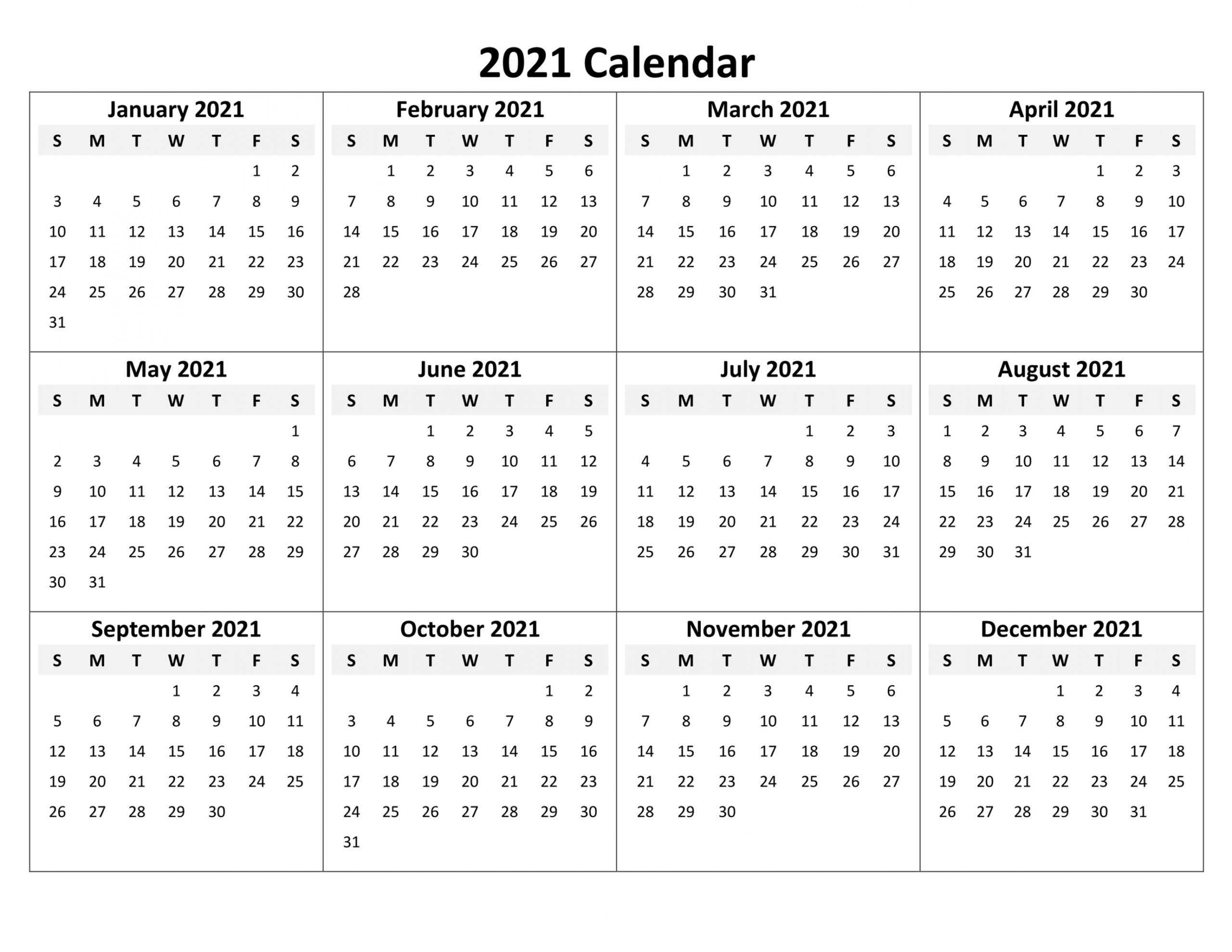 2021 yearly calendar printable | free letter templates