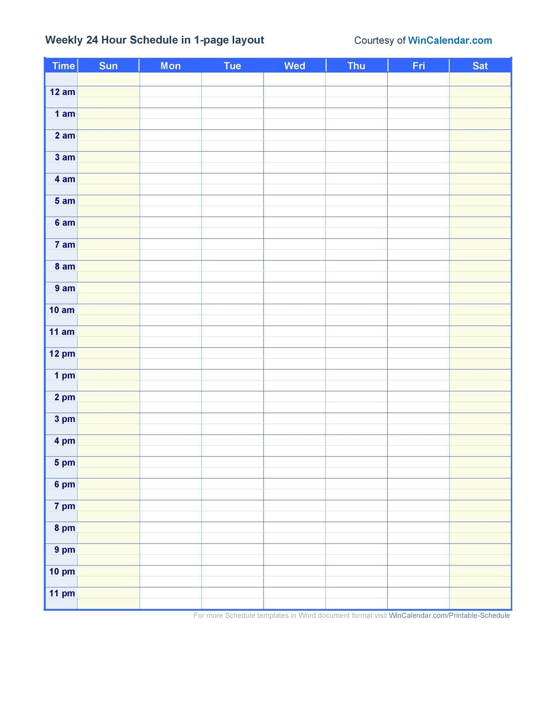 30 Minute Schedule Template Free Example Calendar Printable