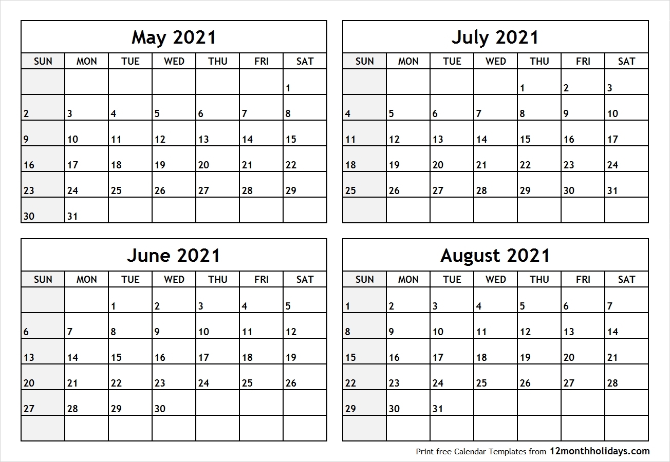 4mmonth Calendar On One Page 2021 Example Calendar Printable