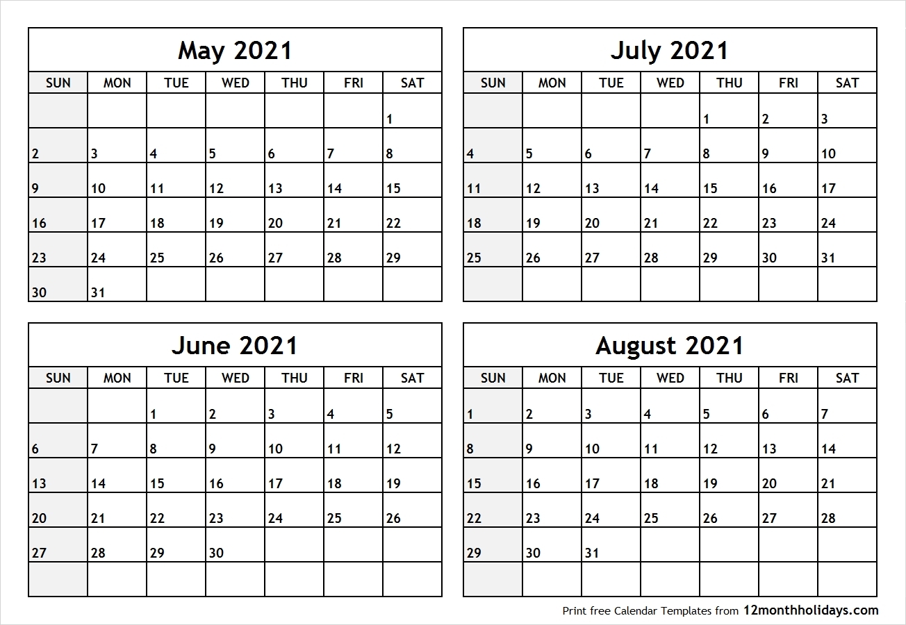 4mmonth calendar on one page 2021 example calendar printable