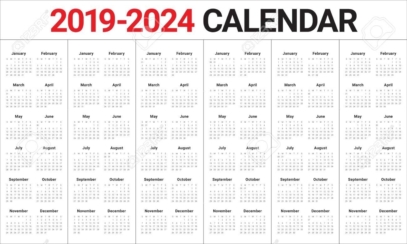 5 year calendar 2020 to 2023 | month calendar printable