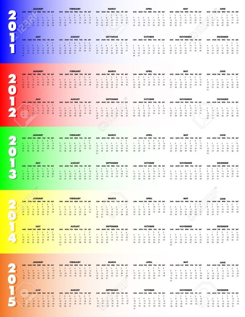 5 year callendar calendar template 2020