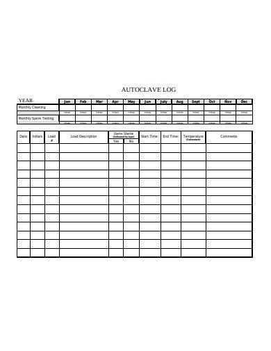 6 autoclave log sheet templates in pdf | doc | free