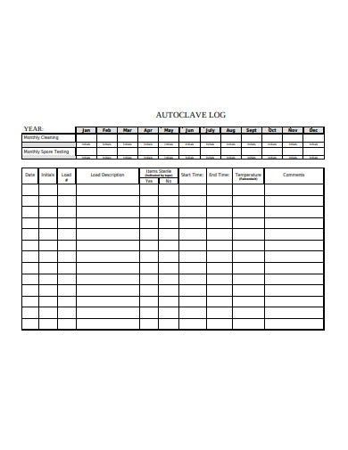 6 Autoclave Log Sheet Templates In Pdf | Doc | Free