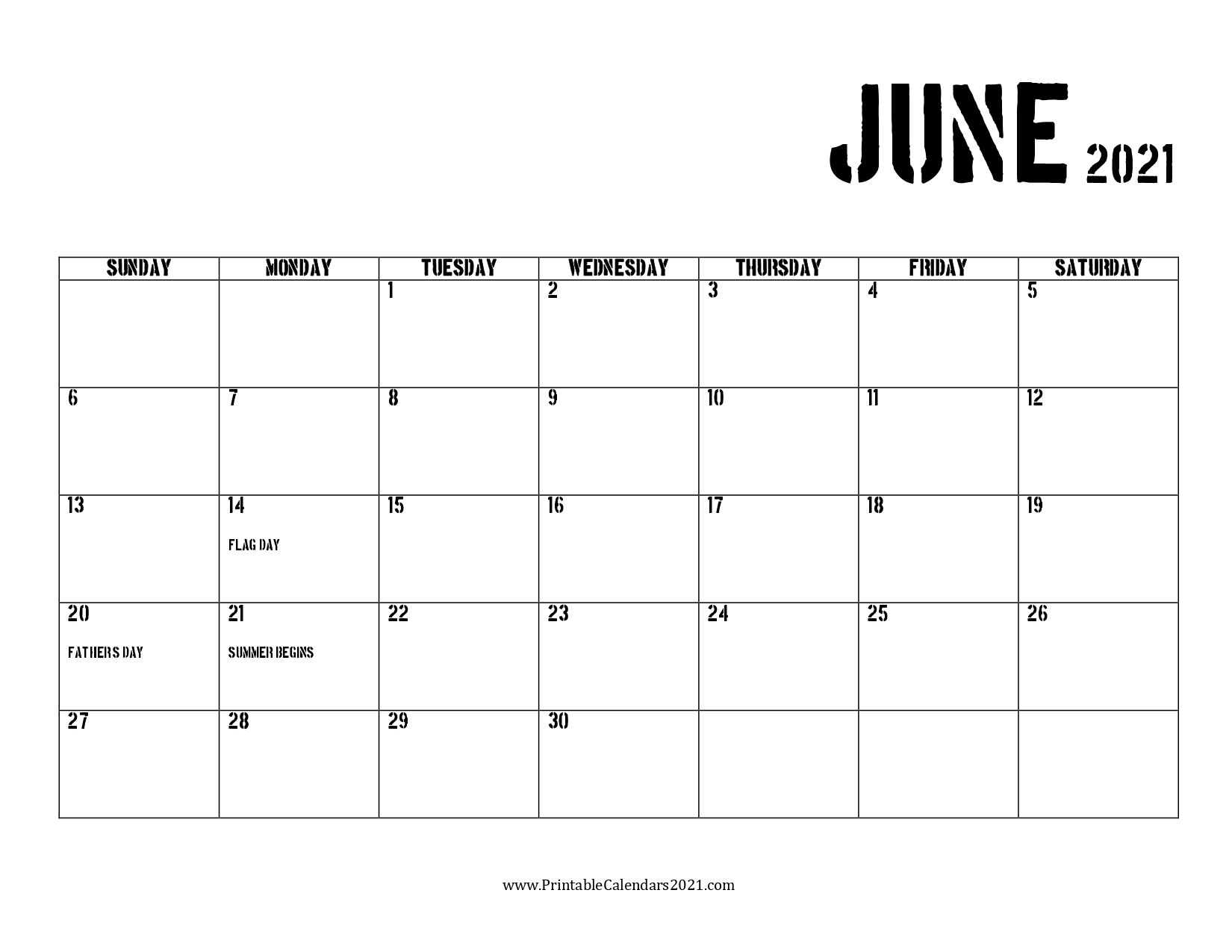 60 Free June 2021 Calendar Printable With Holidays, Blank