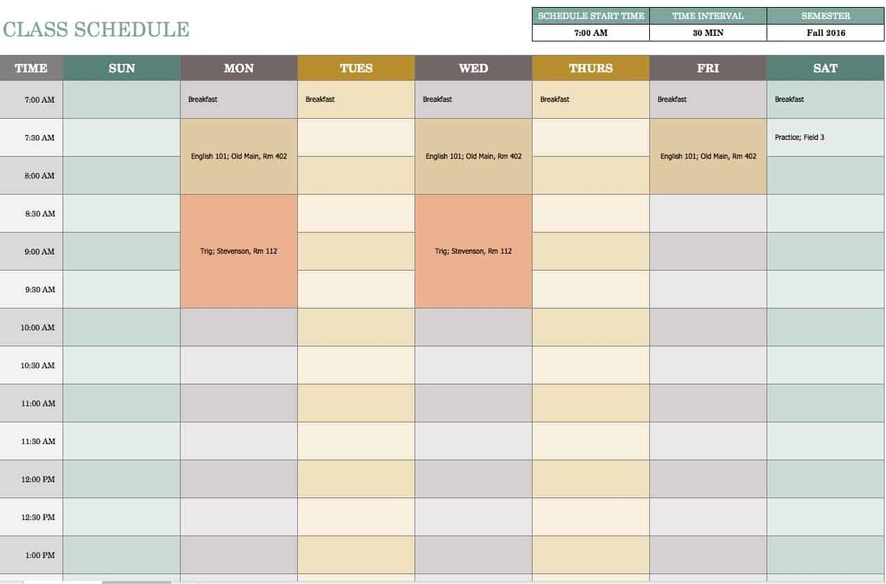 7 Day Calendar Template Excel | Free Calendar Template Example