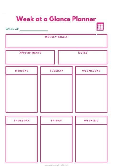 7 Super Helpful Week At A Glance Printable Templates [free