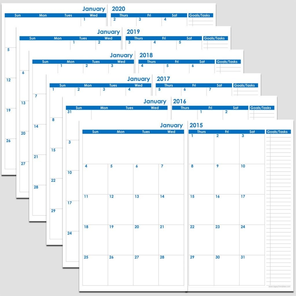 72 Months 2 Page Calendar (6 Years) Half Size | Legacy