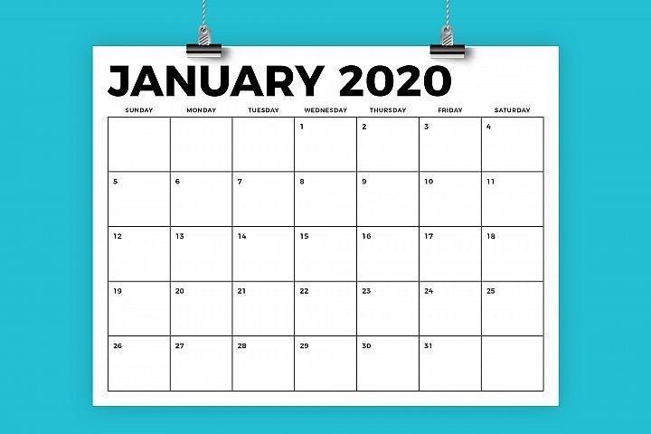 8 5 x 11 inch bold 2020 calendar | calendar template