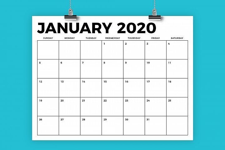 8 5 X 11 Inch Bold 2020 Calendar | Calendar Template