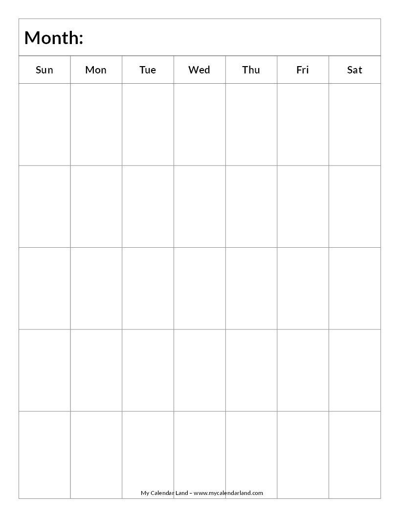 8×10 Printable Monthly Calendar Example Calendar Printable