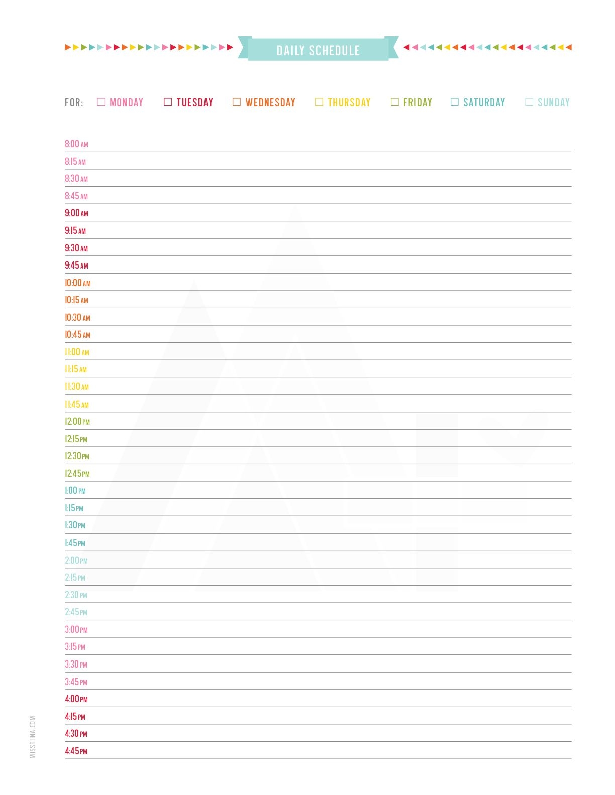 Affordable Templates: 10 Minute Increment Schedule Template