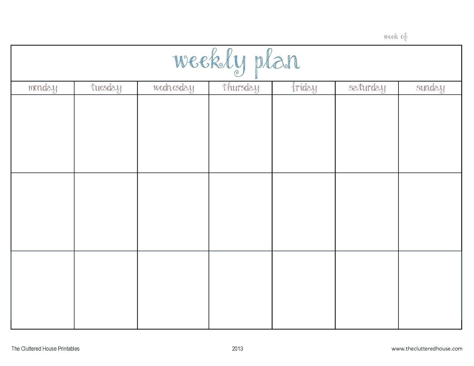 Agenda Monday To Friday Ten Free Printable Calendar 2021