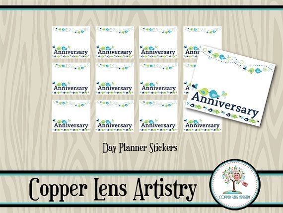 Anniversary Day Planner / Calendar Stickers With Room To
