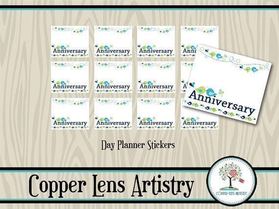 anniversary day planner / calendar stickers with room to