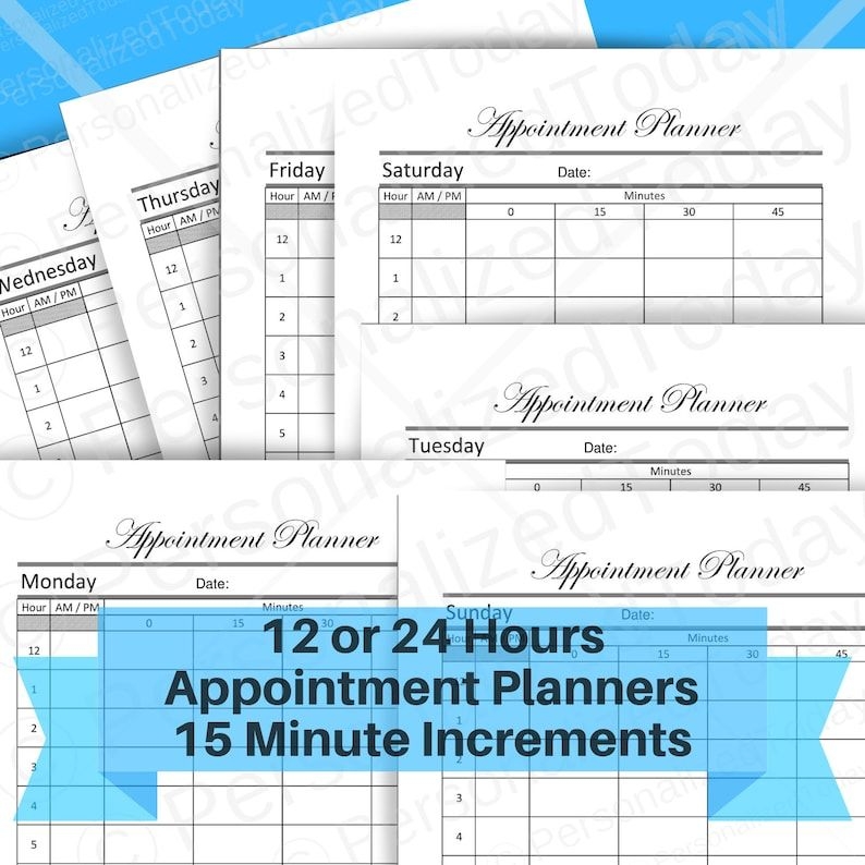 appointment booking printable 15 minute time slots