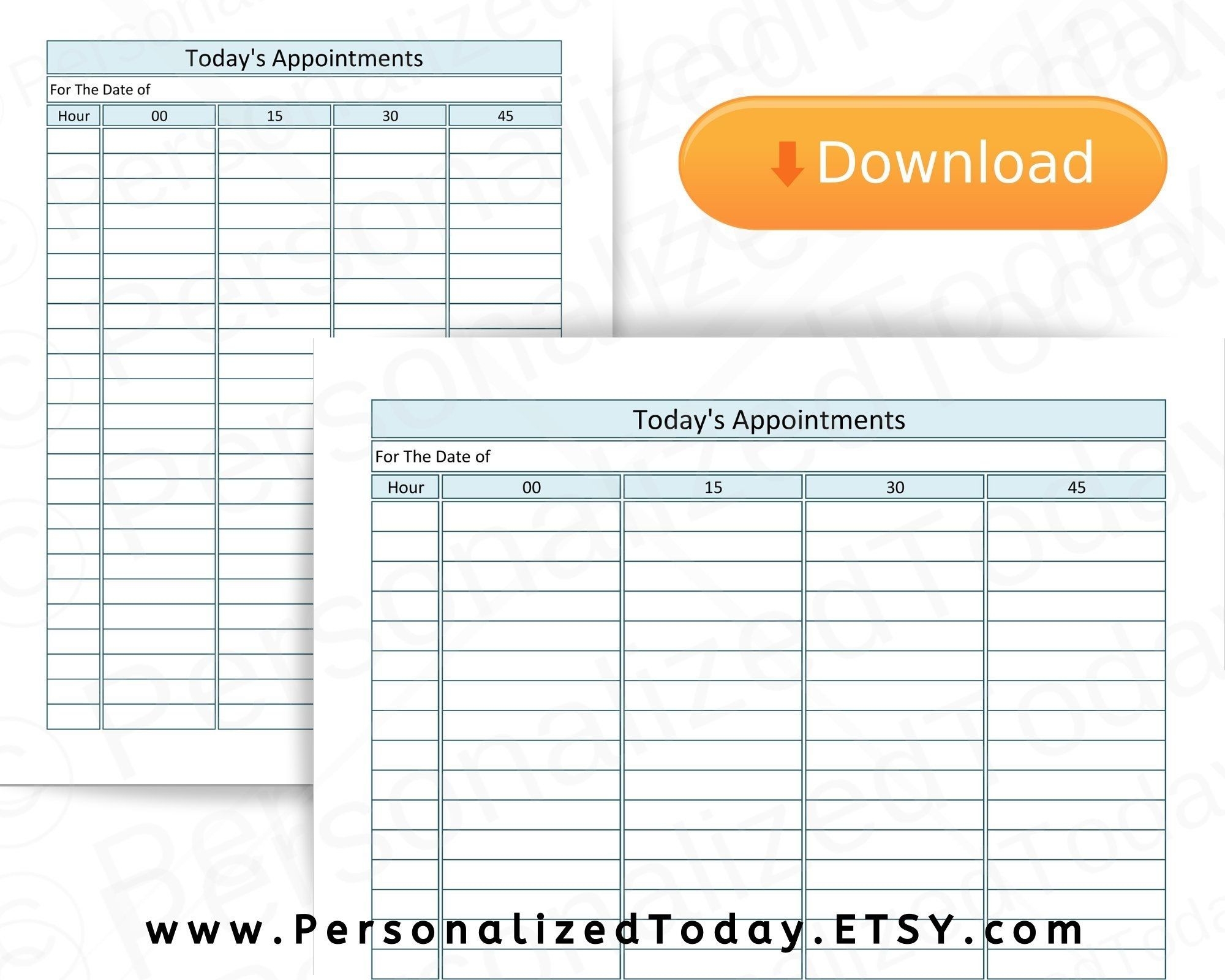 Appointment Calendar 15 Minute Increments Free | Ten Free