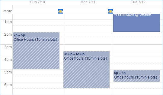 appointment slots: google calendar technology for academics