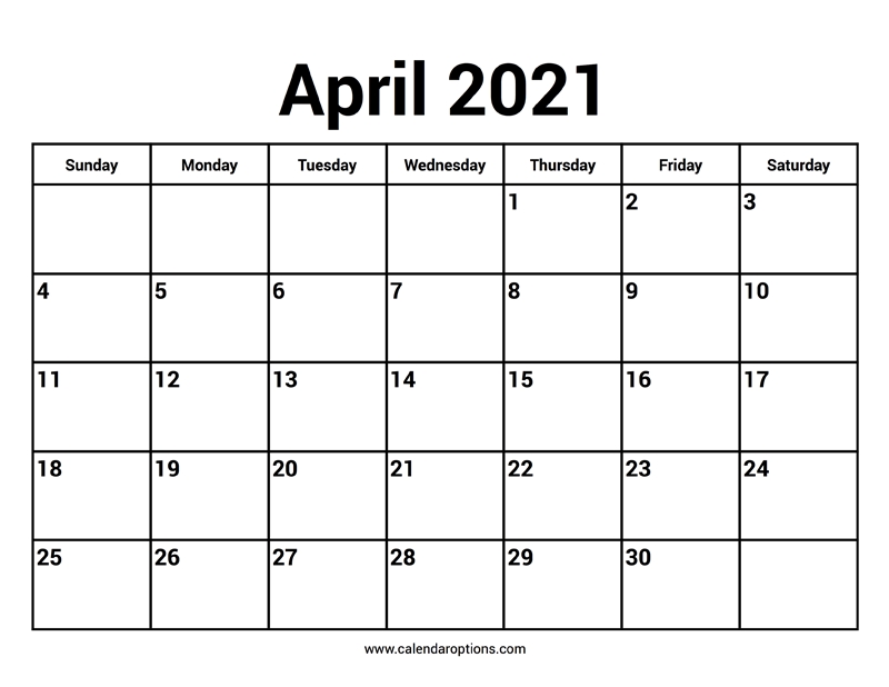 april 2021 calendars calendar options