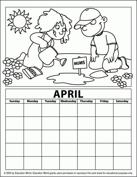 Artistic April Calendar | Education World
